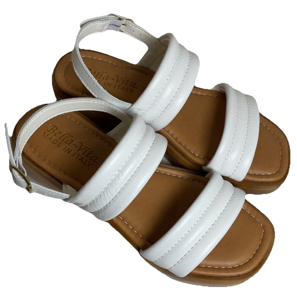 Bella Vita ODE Italy Platform Sandal White Leather Sz 6.5M